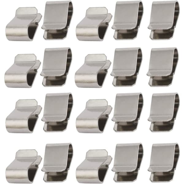 20 stk U-klemmer i rustfritt stål sølvfarget 21,4 mm x 12 mm