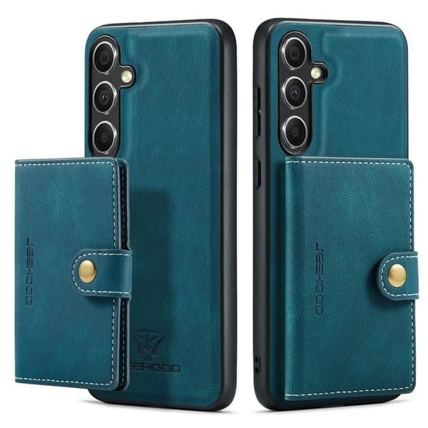 (Til Samsung S24FE) Etui med stander & pung 4 kortpladser 360 beskyttelse Stødsikkert Slankt design sort brun