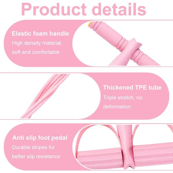 1 stk multifunktionel mavetræner, træningsbånd, modstandsbånd, 6-rørs elastikbånd (pink)