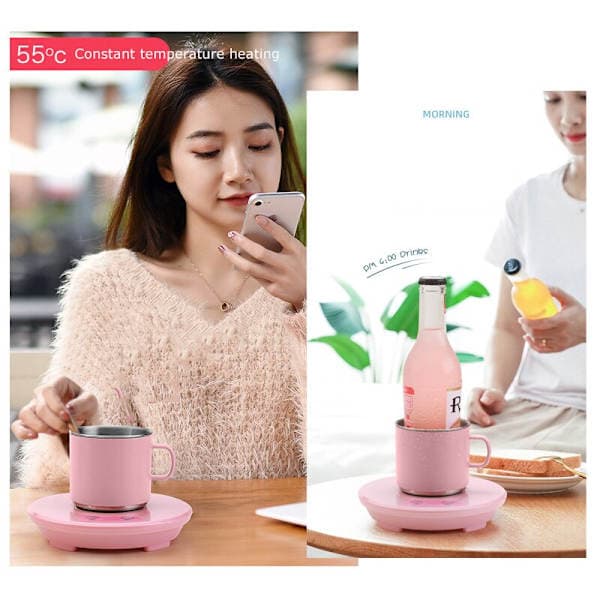 Smart køle- og varmemåtte elektrisk kaffe- og mælkvarmer kop lyserød 16,8*16*41cm pink