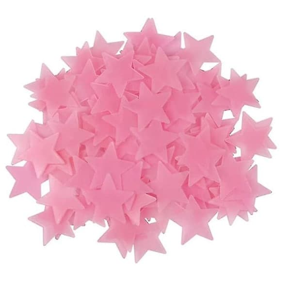 100 stjerner som lyser i mørket, fluorescerende, selvlysende plastveggklistremerker, fullfarge, 3 cm