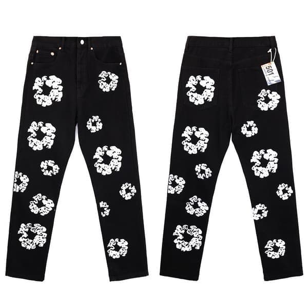 Denim Tears Jeans, Trykte Trendy Alsidige Bukser - Sort - Størrelse L Sort L Black S