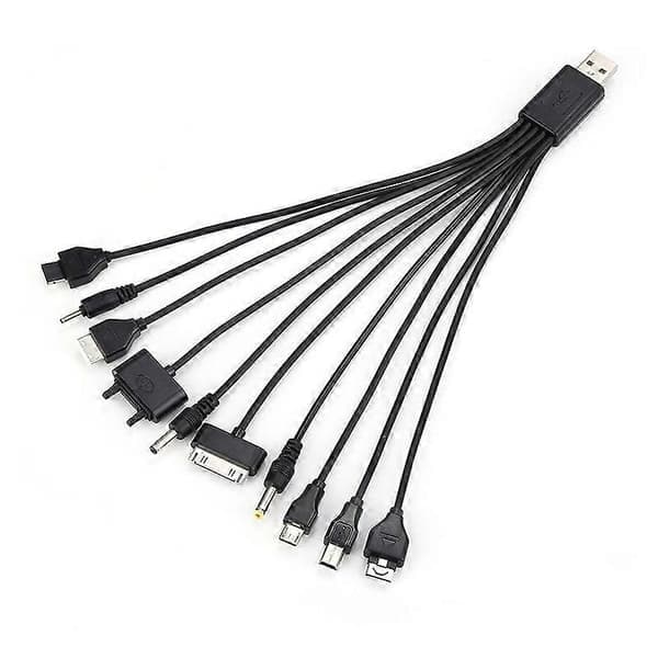 Multi Line Pin Lader 10 i 1 Universal USB-kabel Telefon Mobiler Adapterledning