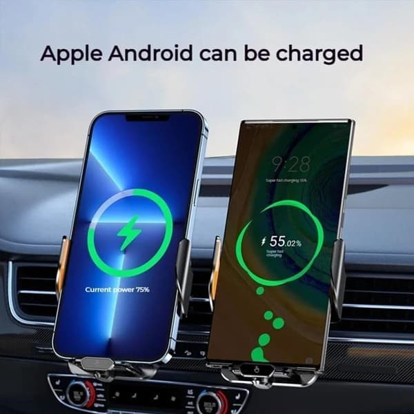 Trådløs biloplader og telefonholder, 66W hurtigopladende magnetisk autoinduktionsmontering, med magnetisk interface og silikonepude, sikkert greb