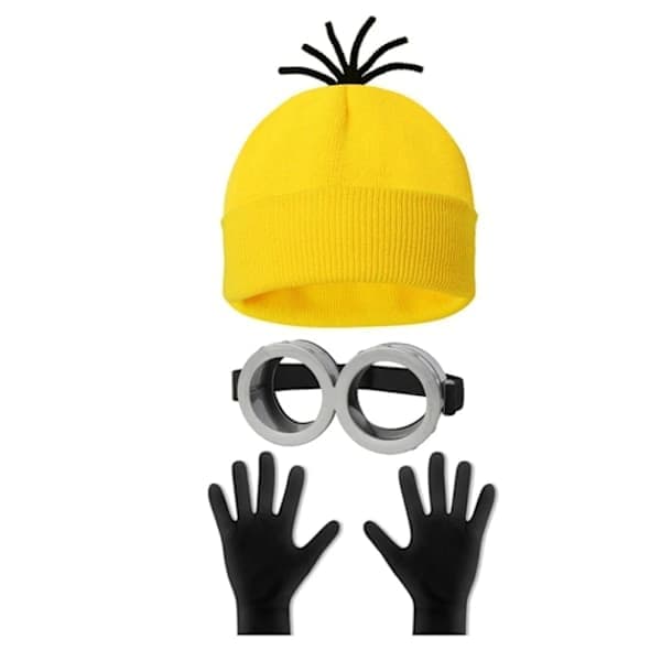 Halloween Kostumer Hatte Minions Briller Handsker Maskerade Kostumer Grusomme Mig Cosplay Tilbehør (med hår) BB B