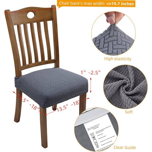 Set med jacquardmönstrade stretchstolsöverdrag, avtagbara och tvättbara