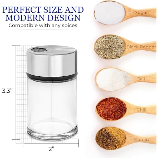 Salt- eller peberkværn med justerbare huller, krydderidispenser i rustfrit stål, perfekt til bordsalt og sort peber