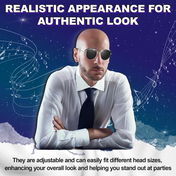 Mr Worldwide Bald Cap & Solglasögon Set, Kändisikon Maskerad Pitbull Kostymtillbehör Set 2 Delar med Glasögon