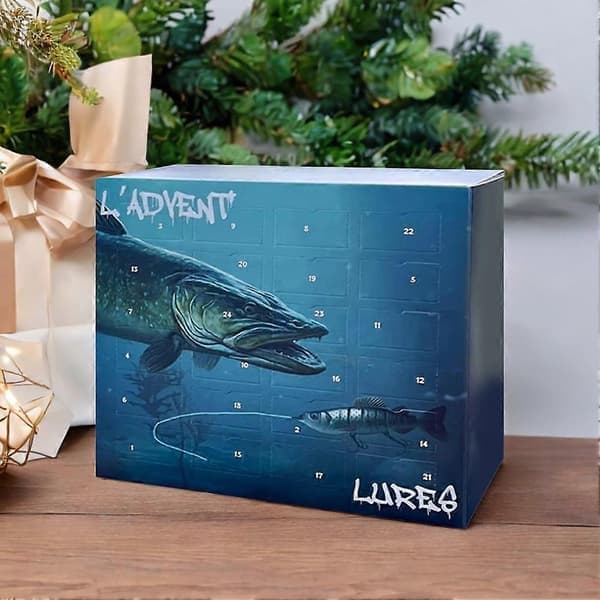 Fiske Julkalender 24 Dagar Nedräkningskalender Fiskeredskap Beten Utrustningsset Present till Pappa[D] C C