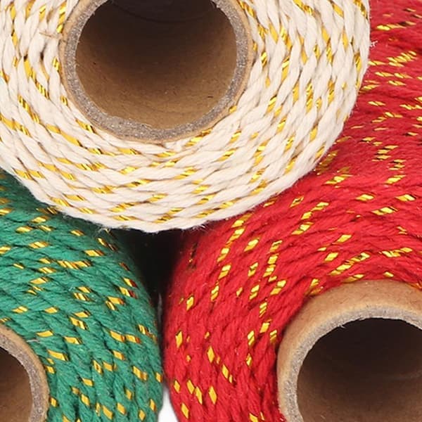 Rullar Julsträng 2 mm Diameter Varje 100 m Längd Klippbar Enkel Presentsträng för DIY-förpackning