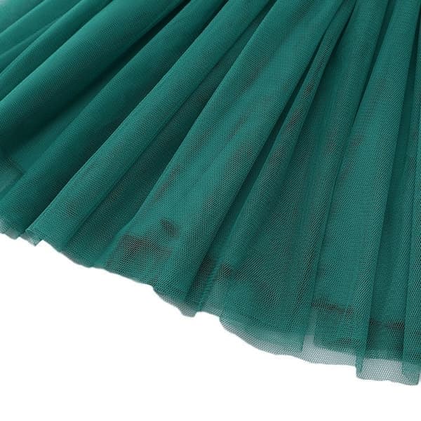 Julekjole til børn, piger, langærmet sød kjole med skørtkant - Puffy skørt til efterår/vinter - Grøn 130cm Grøn 130cm Green 110cm