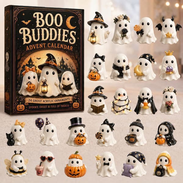 Tre Spøgelser Blind Box Julekalender, 24-Gitter Akryl Standee Spooky Nedtællingssæt