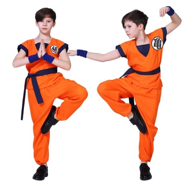 Barnas Son Goku Cosplay Kostyme Gutter Karnevalsfest Kostyme M XL
