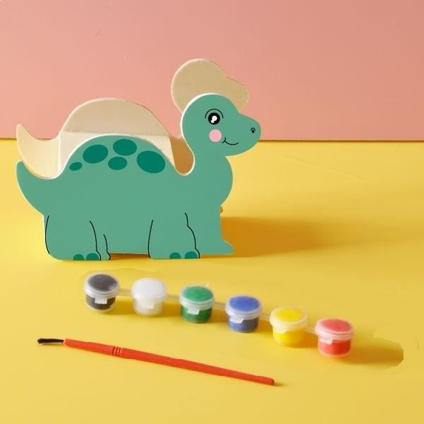 Dinosaurie spargris att måla med 6 krukor färg och pensel