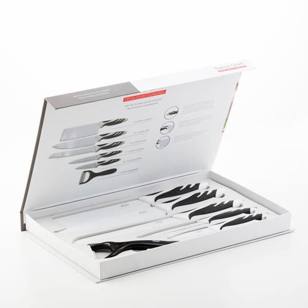 6 vita kockknivar med halkfritt handtag (6 stycken) - Professionella knivar för köket till låg kostnad