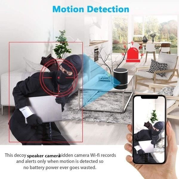 Bluetooth-högtalare roterande spionkamera 1080P Wifi - Svart