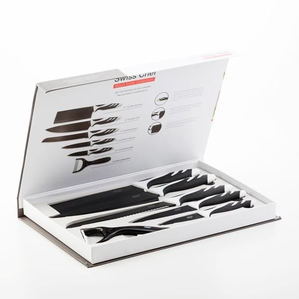 6st svarta knivar med halkfritt handtag (6 st) - Professionella knivar för köket billigt