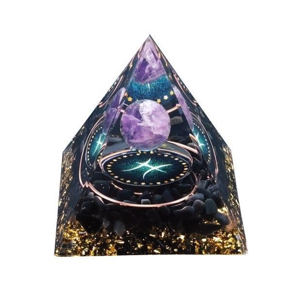 Orgonite pyramid ametist fisk zodiac konstellation