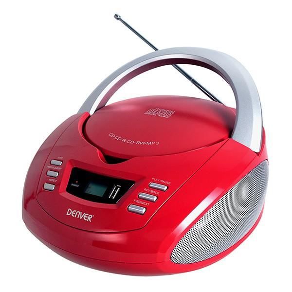 Radio CD med LCD-skärm MP3 FM 2W - Posta radio Färg - Röd