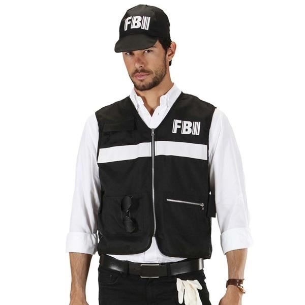 FBI agent kostym förklädnad med FBI cap M - L * Färg: svart och vit * Material: 100% polyester * Handtvätt