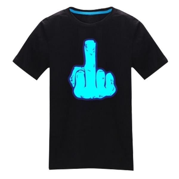 Lysande jävla fosforescerande långfinger t-shirt L * Färg: svart * Material: bomull Funktioner: fosforescerande t-shirt
