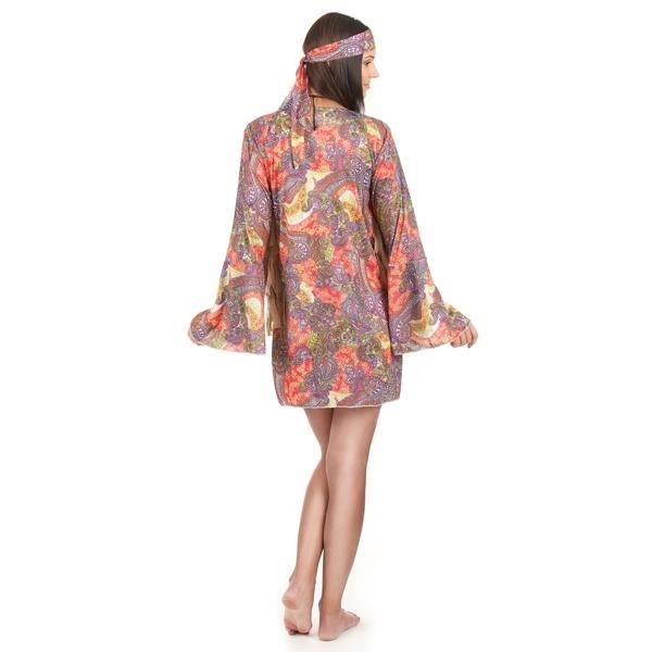Hippiedräkt för kvinnor - Cool babadräkt - One size - 85 cm klänningslängd - 100% polyester