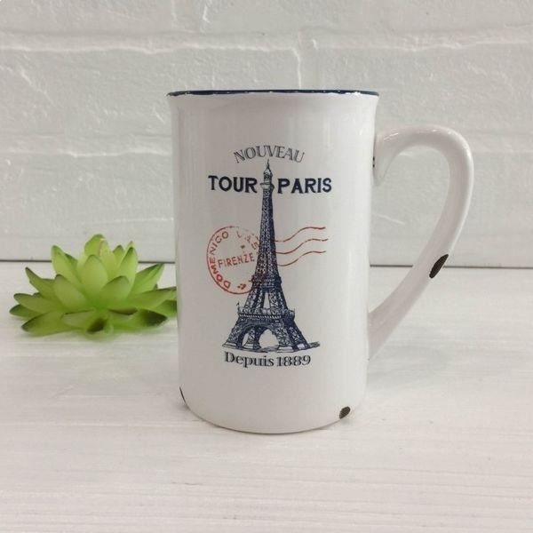 Vintage mugg Paris Eiffeltorn emaljerad effekt Retro kopp