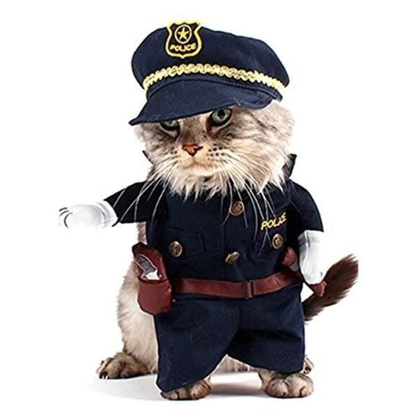 Dräkt för katt- och liten hund poliser i kläder