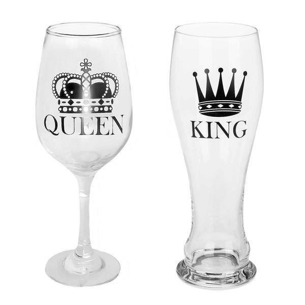 Kung och drottning glasduo - Ölglas och vinglas