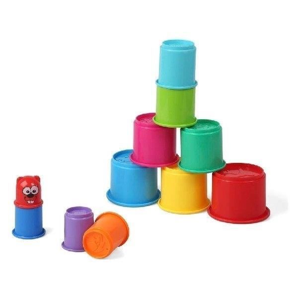 Färgade koppar för montessori byggspel