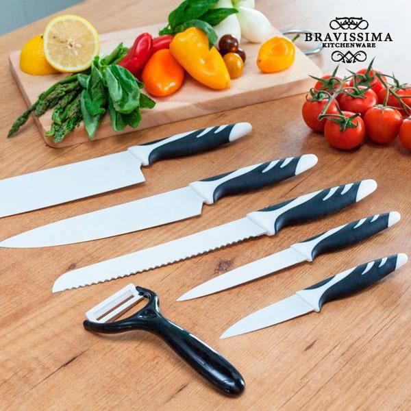 6 vita kockknivar med halkfritt handtag (6 stycken) - Professionella knivar för köket till låg kostnad