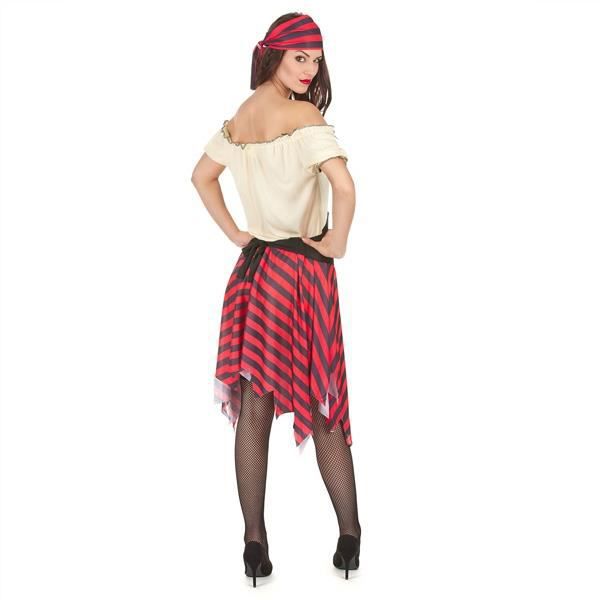Piratkvinnadräkt - Märke - Modell - Röd Svart Blekgul - 100 % polyester