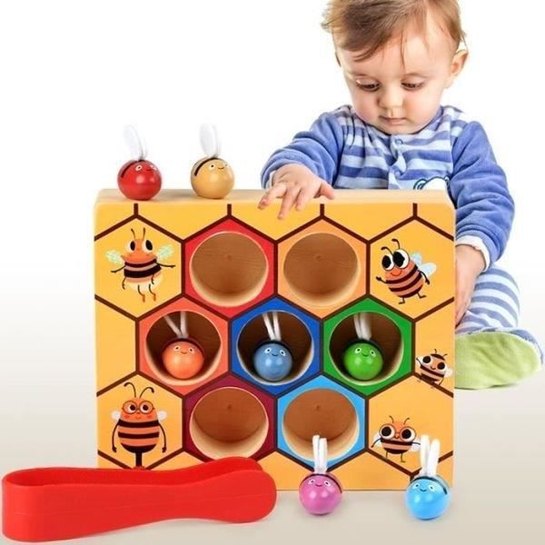 Hive av bin att associera tång klassificering färger montessori spel