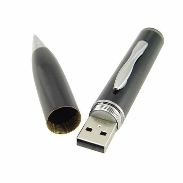 Penna med grå och svart spionkamera med 8 GB minne * Internt batteri: Litiumjon * Autonomi: upp till 3 timmar i