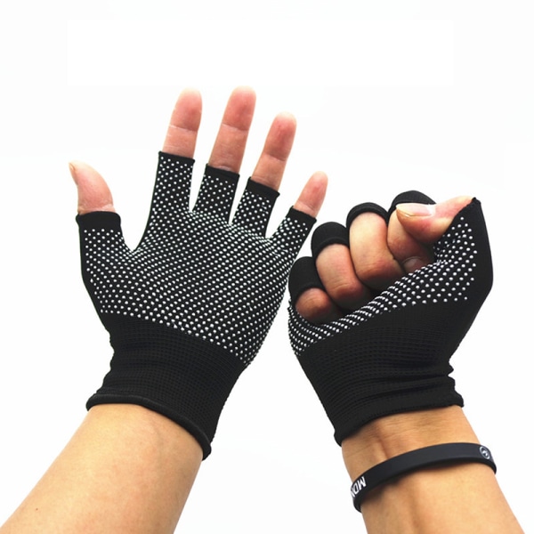 Halvfinger Andas Ridning Cykling MTB Vandring Fitness Knitte Black 1pair