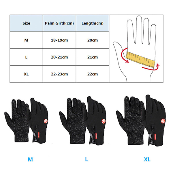 Herr Dam Vinter Varm Vindtät Vattentät Thermal Touch Handske Black XL