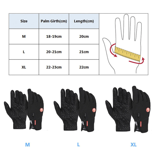 Miesten Naisten Talvilämmin Tuulenpitävä Vedenpitävä Thermal Touch Glove Black L