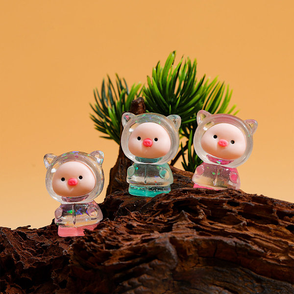 2 stk. Cartoon 3D Lysende Transparent Farve Indsæt Lomme Gris DI One Size
