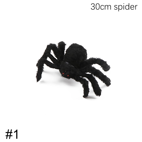 30/60/75/90/125cm Svart Edderkopp Edderkoppnett for Halloween Spøkelseshus 1(30cm spider)