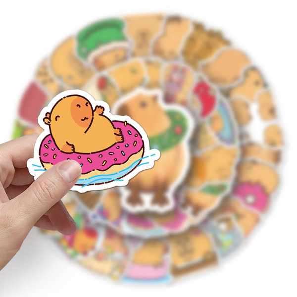 50 kpl sarjakuva kapybaratarroja ja vedenpitäviä eläintarrapukuja Colorful onesize