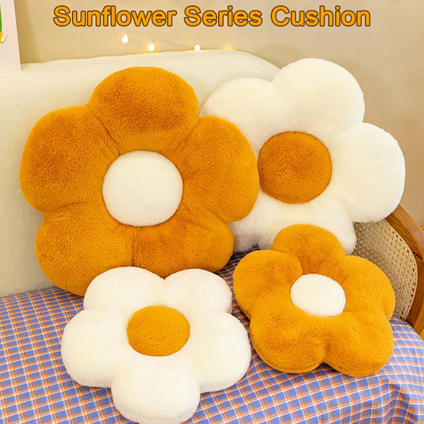 35cm Fylld Daisy Blomm Sittkudde Solrosform Barn Flicka White