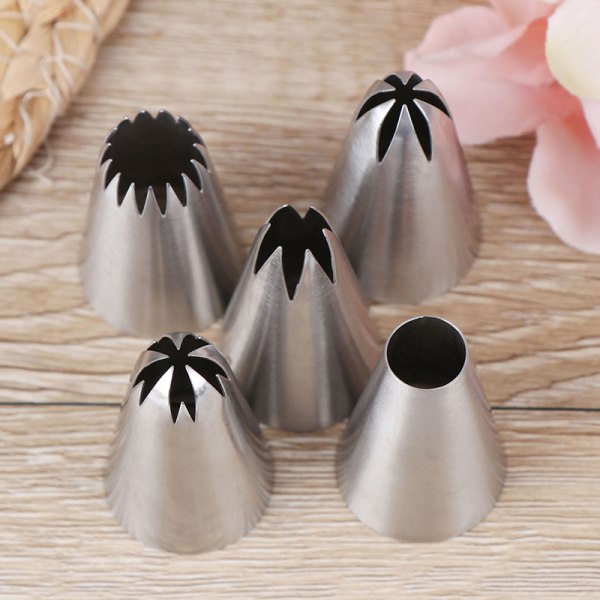 5 STK Rustfritt stål Ising Piping Konditordyser Cupcake Crea Silver one size