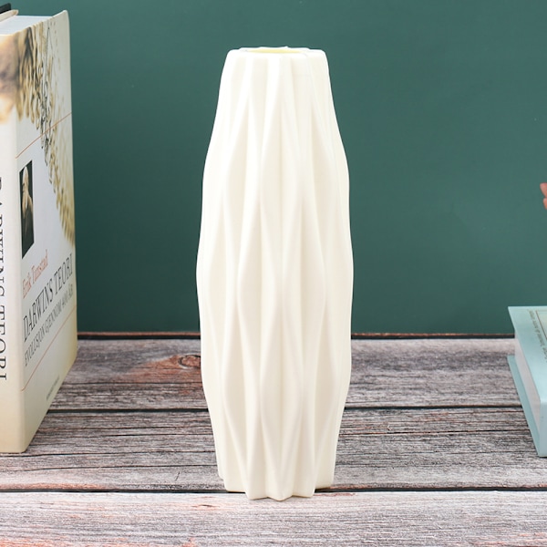 Blomstervase Dekorasjon Hjem Plast Vase Hvit Imitasjon Cerami White 4Pcs