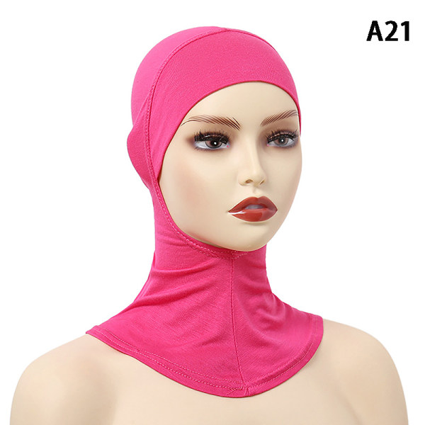 Ensfarget underskjerf Hijab Cap Justerbar Stretchy Turban Ful A21 ONESIZE