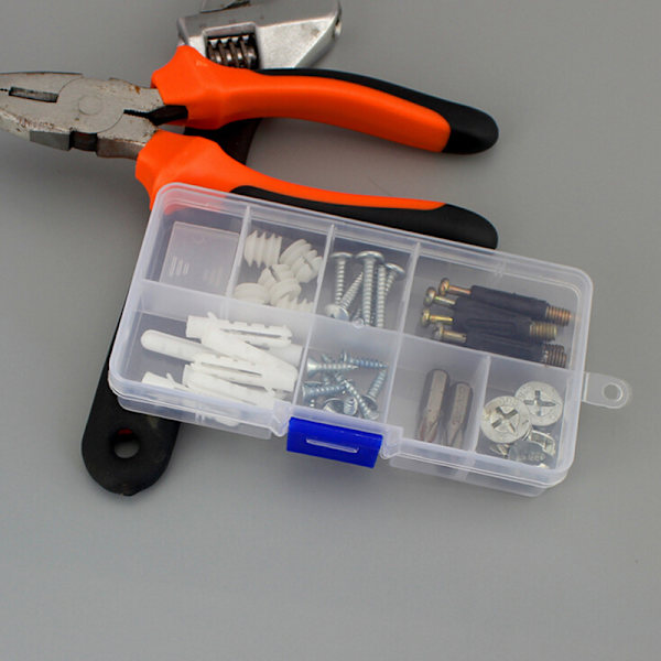 Plastic10 Slots Justerbar smykkeopbevaringsboks Etui Craft Organ blue white One Size