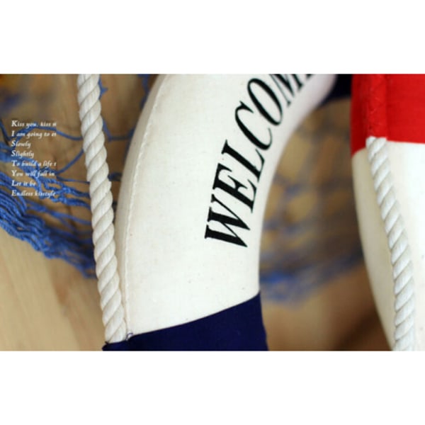 Velkommen ombord Nautical Life Lifebuoy Ring Boat Wall Hanging Ho Red 35cm