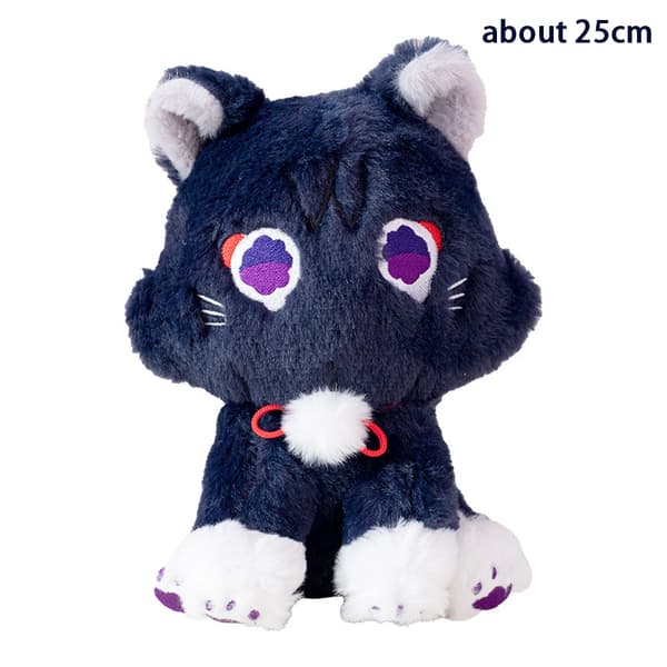 25cm Genshin Impact Wanderer Pludsetøj Sort Kat Fluffy S OneSize