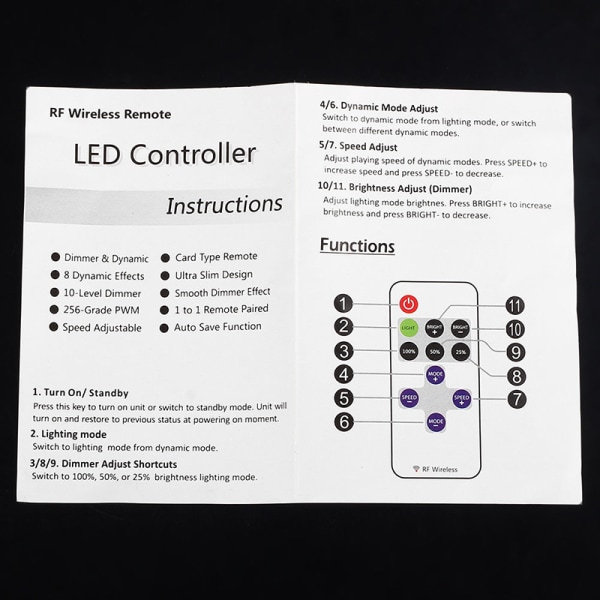 12V RF trådløs fjernkontrollbryterkontrolldimmer for Mini LED St White one size