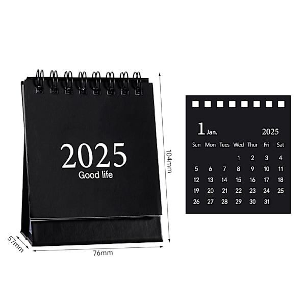 2025 Skrivbords kalender Årlig Månadsdaglig Planerare Tidshantering Black