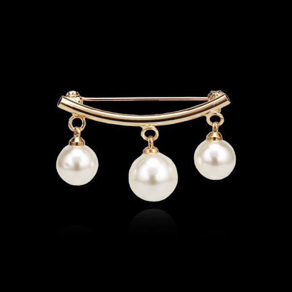 6 Styck Mode Pearl Fixed Strap Charm Säkerhetsnål Brosch Tröja Gold and Silver One Size